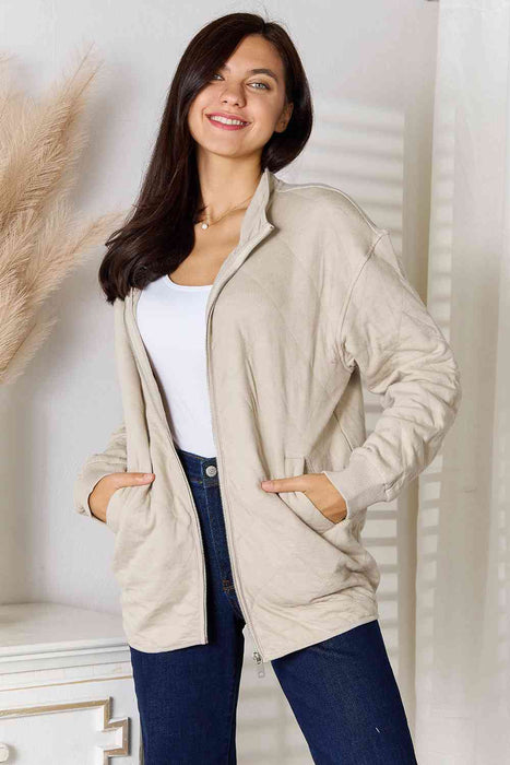 Color-Heimish Full Size Zip-Up Jacket with Pockets-Fancey Boutique