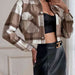 Color-S-Plaid Collared Neck Button Down Jacket-Fancey Boutique