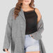 Color-Plus Size Heathered Open Front Trench Coat-Fancey Boutique