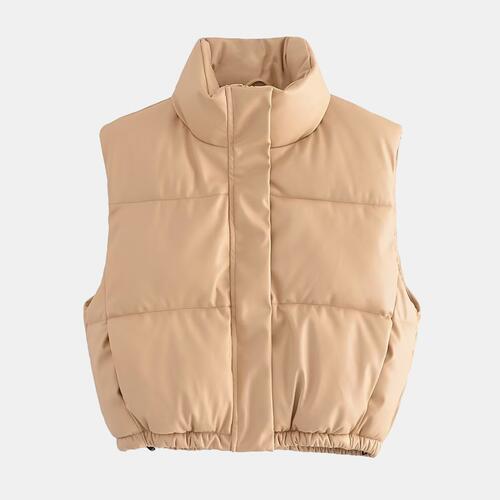 Color-XS-Zip-Up Drawstring Puffer Vest-Fancey Boutique