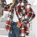 Color-Plaid Collared Neck Button Down Jacket-Fancey Boutique