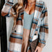 Color-S-Plaid Double-Breasted Long Sleeve Coat-Fancey Boutique