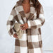 Color-S-Plaid Collared Neck Longline Coat-Fancey Boutique