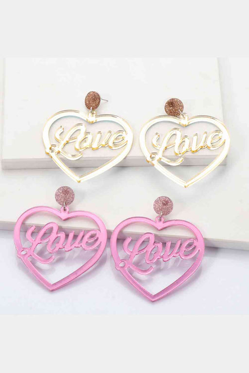 Color-Heart Shape Acrylic Dangle Earrings-Fancey Boutique