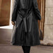 Color-Lapel Collar Tie Waist Long Sleeve Trench Coat-Fancey Boutique