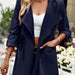 Color-Open Front Drawstring Trench Coat with Pockets-Fancey Boutique