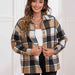 Color-S-Plaid Collared Neck Button Down Jacket-Fancey Boutique