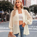 Color-S-Lantern Sleeve Open Front Sheer Cardigan-Fancey Boutique