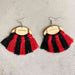 Color-One Size-Fringe Detail Football Shape Wooden Dangle Earrings-Fancey Boutique