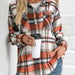 Color-Plaid Collared Neck Button Down Jacket-Fancey Boutique