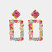 Color-Square Shape Glass Stone Dangle Earrings-Fancey Boutique