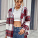 Color-Plaid Hooded Jacket with Pockets-Fancey Boutique