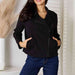 Color-S-Culture Code Full Size Zip-Up Jacket with Pockets-Fancey Boutique