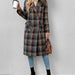 Color-Plaid Lapel Collar Trench Coat-Fancey Boutique