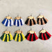 Color-Fringe Detail Football Shape Wooden Dangle Earrings-Fancey Boutique