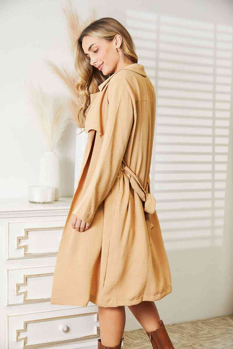 Color-Culture Code Full Size Tied Trench Coat with Pockets-Fancey Boutique