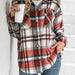 Color-S-Plaid Collared Neck Button Down Jacket-Fancey Boutique