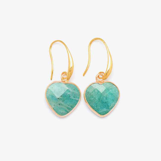 Color-One Size-Natural Stone Heart Drop Earrings-Fancey Boutique