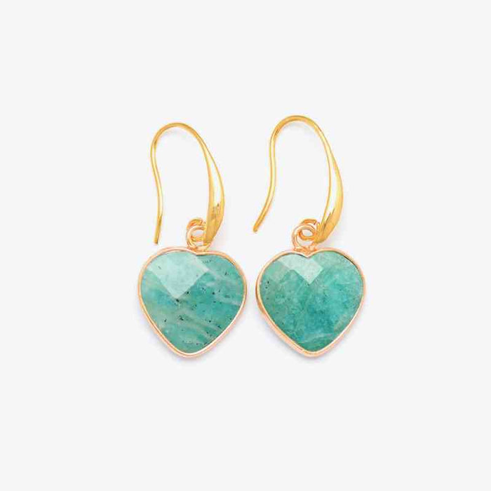 Color-One Size-Natural Stone Heart Drop Earrings-Fancey Boutique