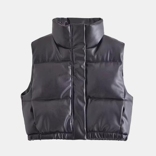 Color-XS-Zip-Up Drawstring Puffer Vest-Fancey Boutique