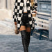 Color-Double Take Full Size Checkered Button Front Coat with Pockets-Fancey Boutique