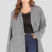 Color-1X-Plus Size Heathered Open Front Trench Coat-Fancey Boutique