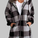 Color-S-Plaid Zip-Up Hooded Jacket with Pockets-Fancey Boutique