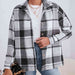 Color-S-Plaid Collared Neck Button Down Jacket-Fancey Boutique