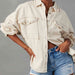 Color-Button Down Raw Hem Denim Jacket-Fancey Boutique