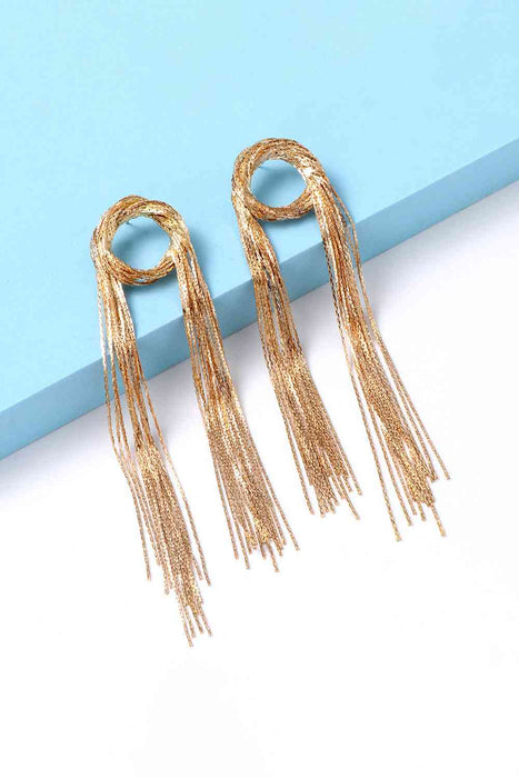 Color-One Size-Round Shape Fringed Copper Earrings-Fancey Boutique